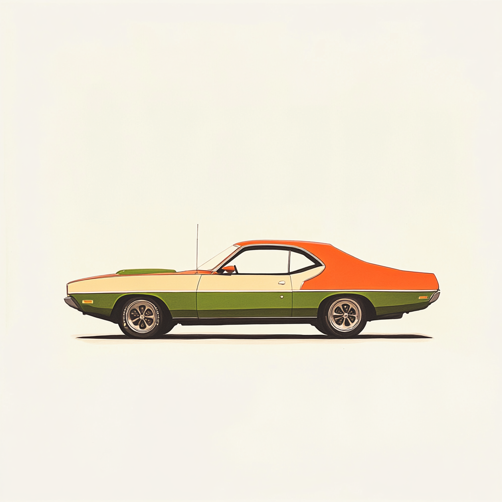 Retro Bil i Färgblock