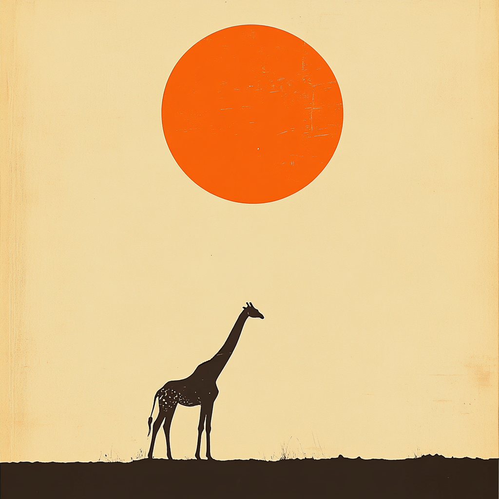 Giraff i solnedgång