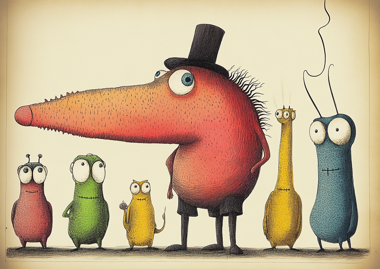 Färgglada Figurer i Rad