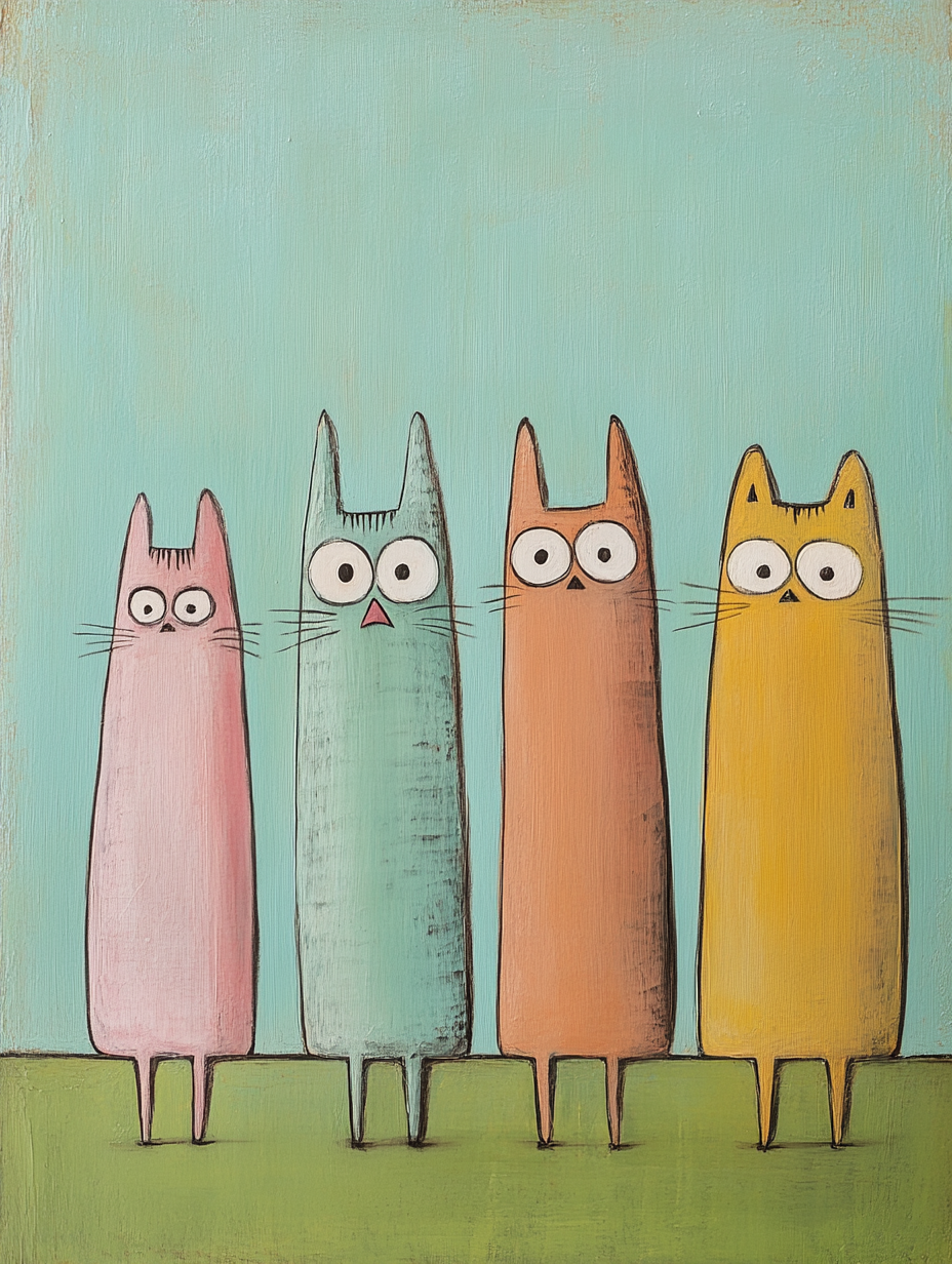 Färgglada Kattkompisar