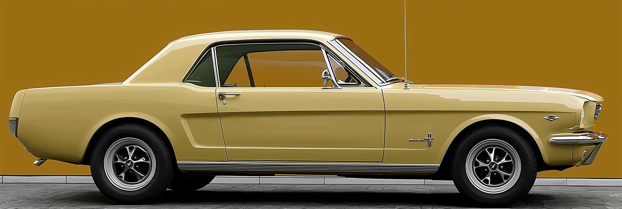 Poster med motivet Klassisk Mustang i gult