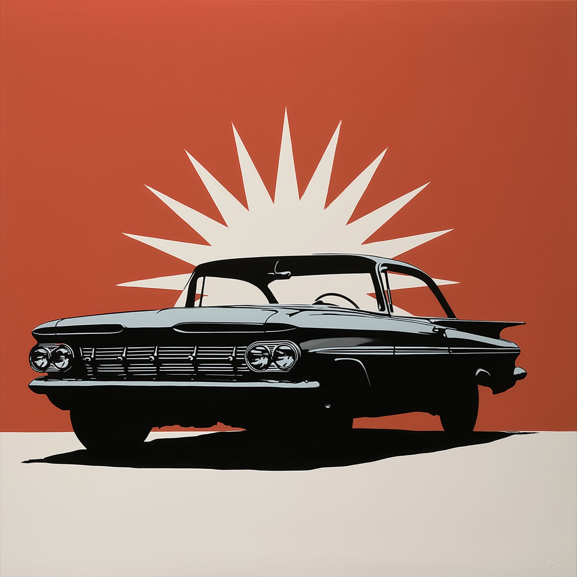 Poster med motivet Retro Biltillgiven