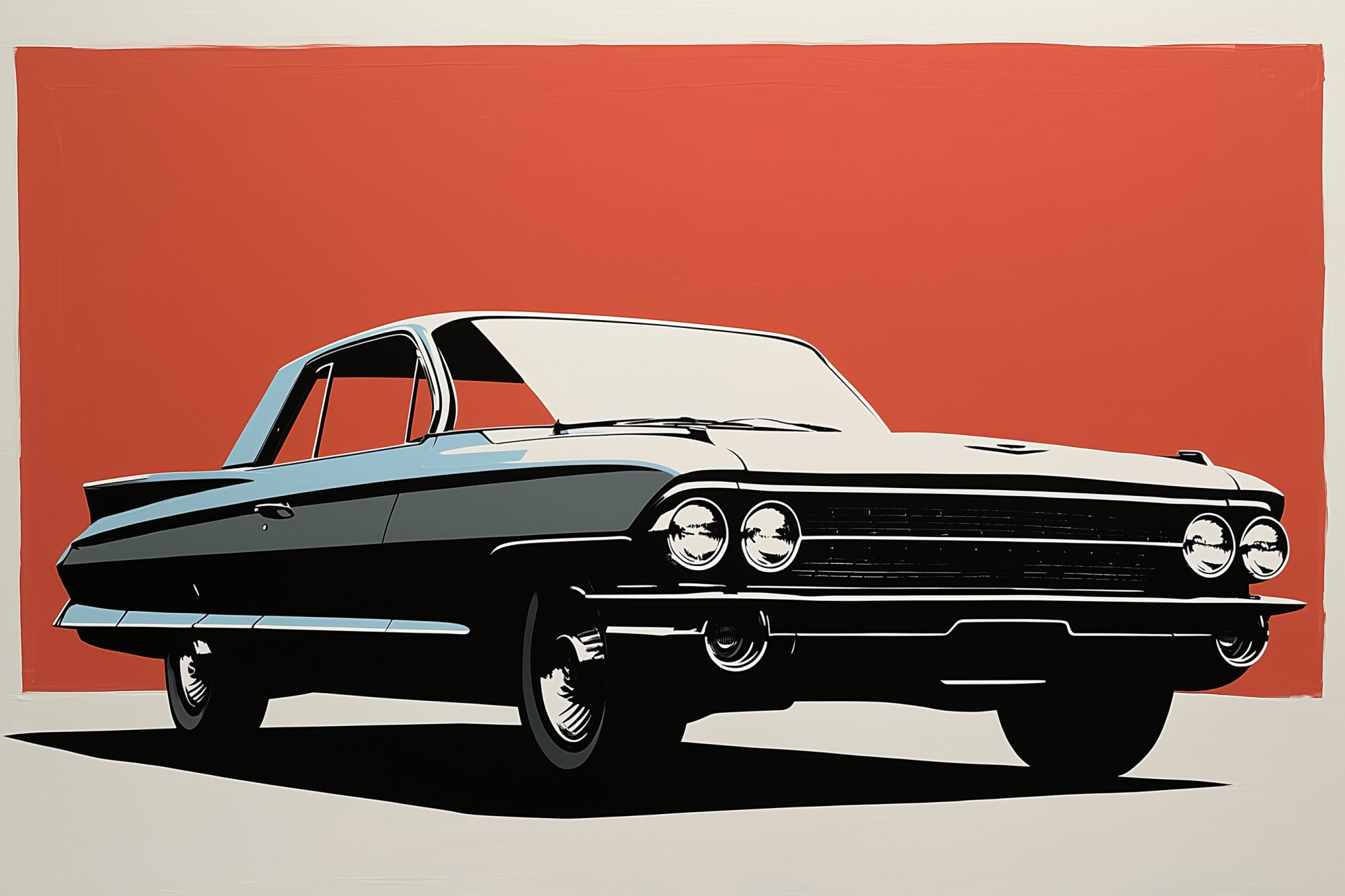 Poster med motivet Retro Bil i Popkonststil