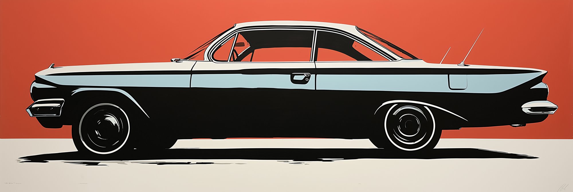 Poster med motivet Retro Bil i Stilren Design