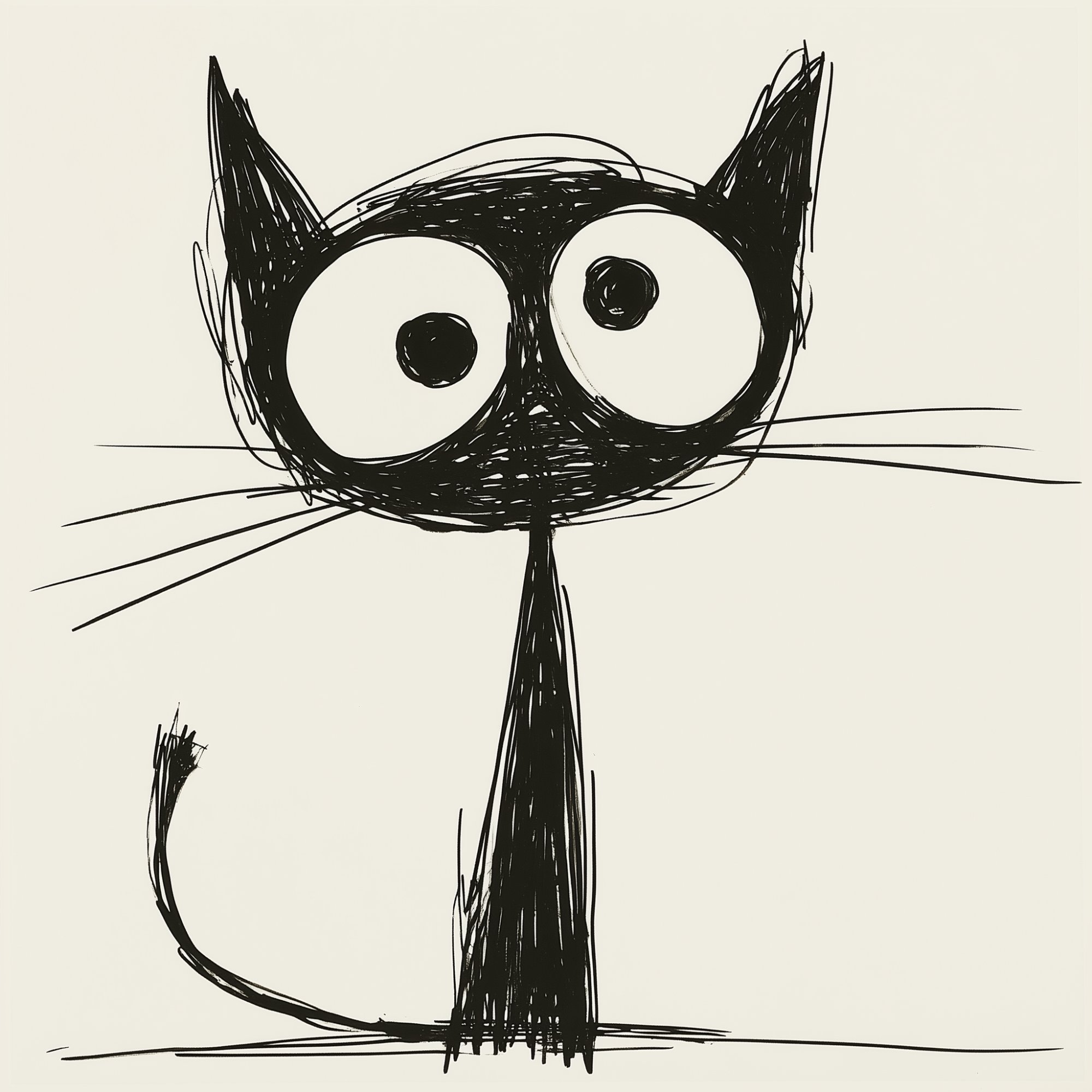 Poster med motivet Katt i Linjediagram