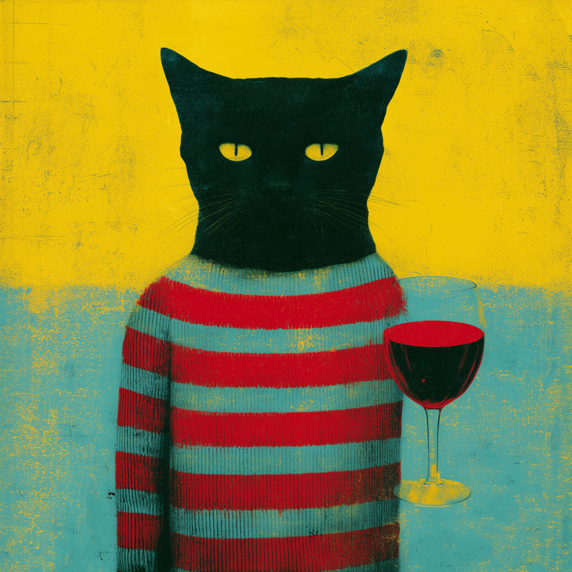 Poster med motivet Katten med vin