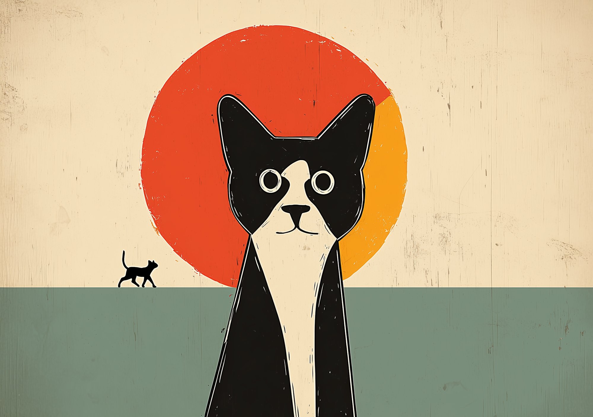 Poster med motivet Katt i Solnedgång