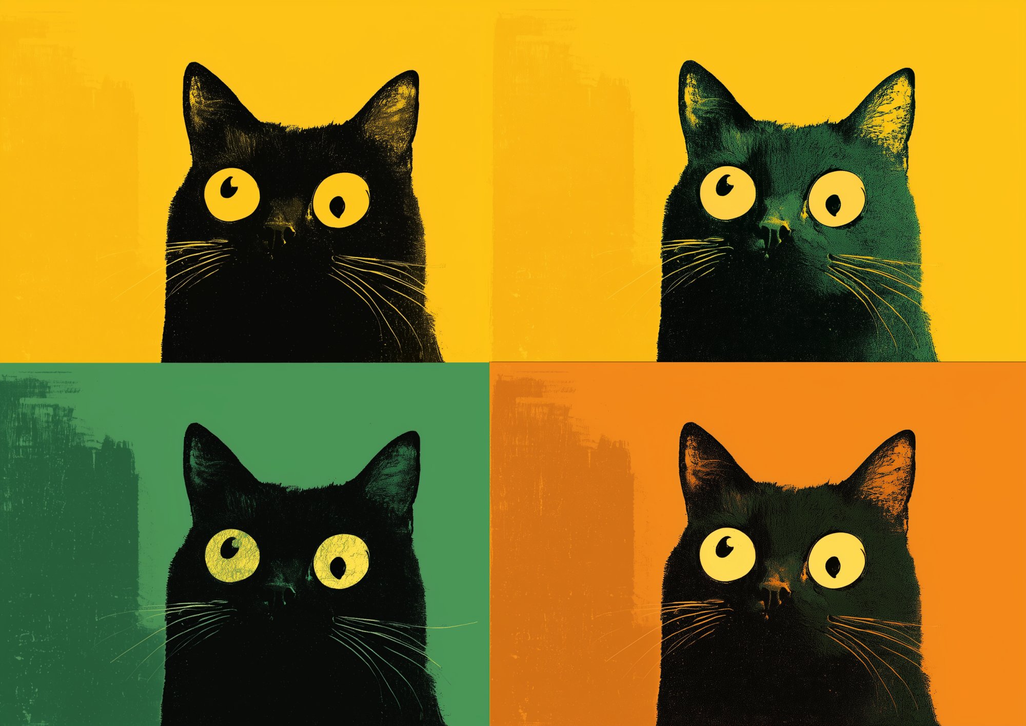 Poster med motivet Färgsprakande Kattkonst