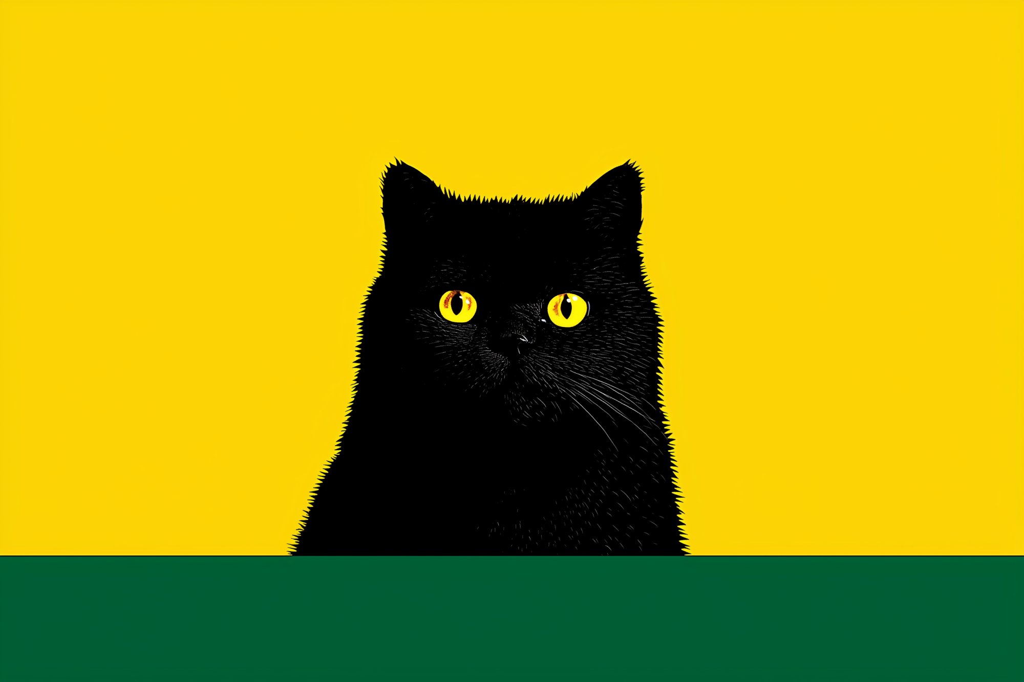 Poster med motivet Svart katt på gul bakgrund