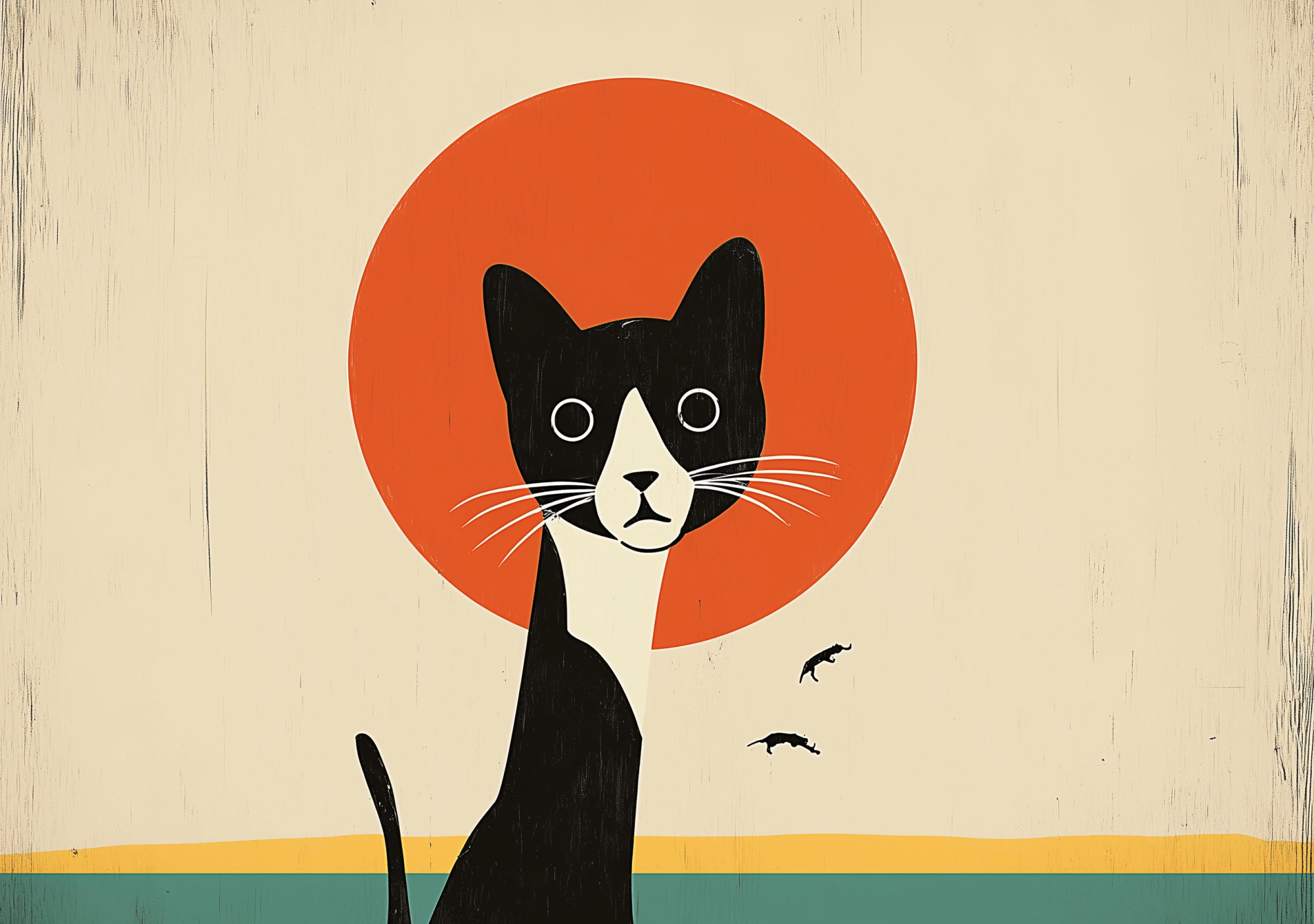 Poster med motivet Katt vid solnedgång