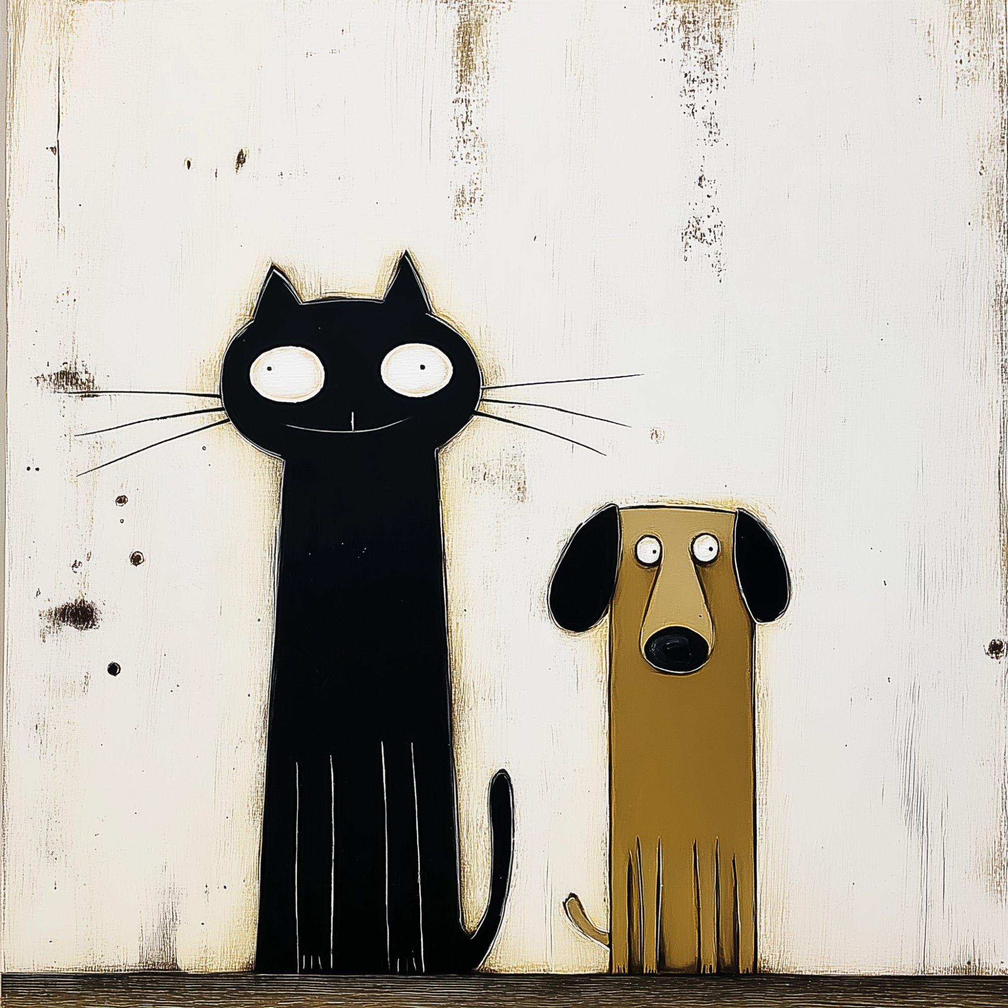 Poster med motivet Katt och Hund Vänskap