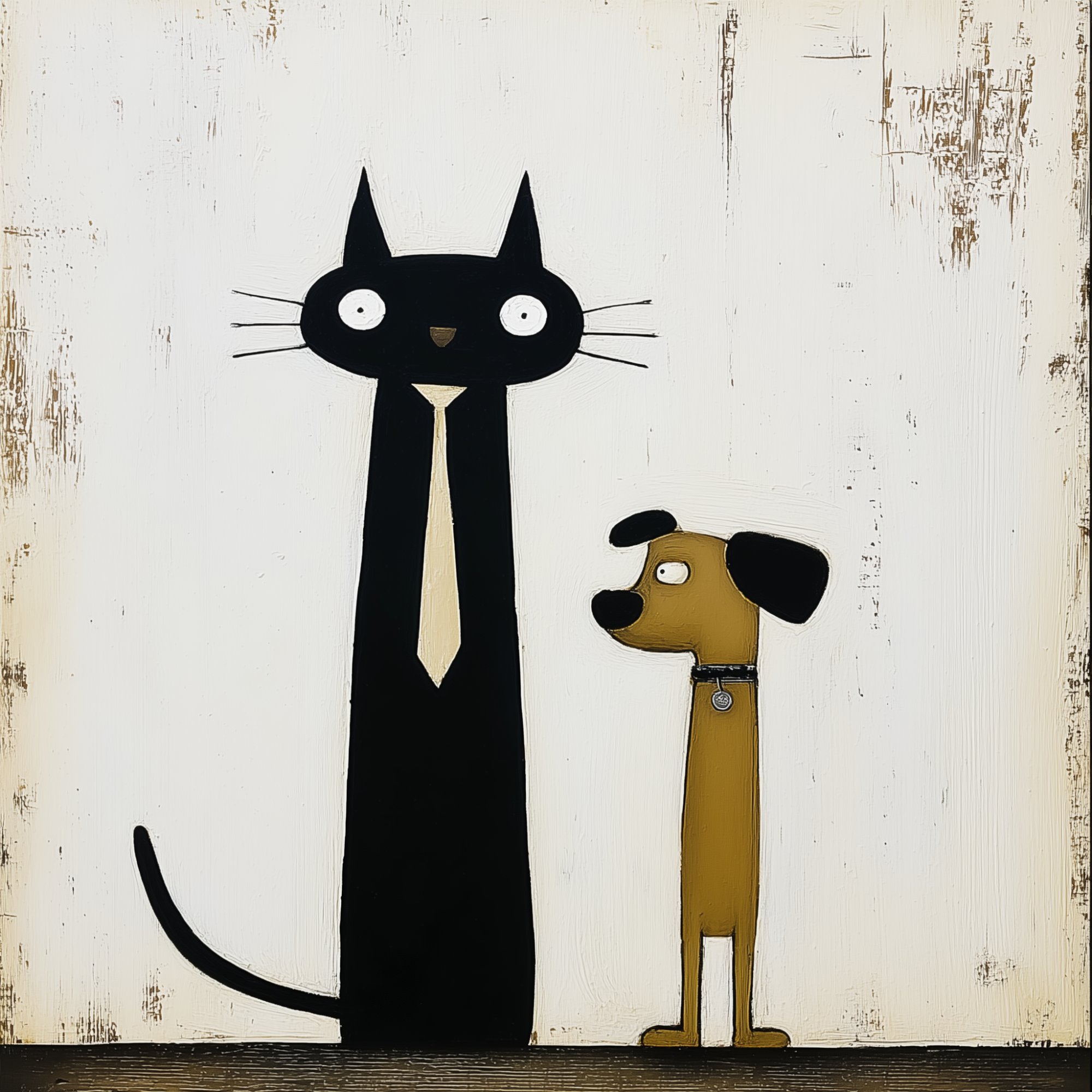 Poster med motivet Katt och Hund Vänskap
