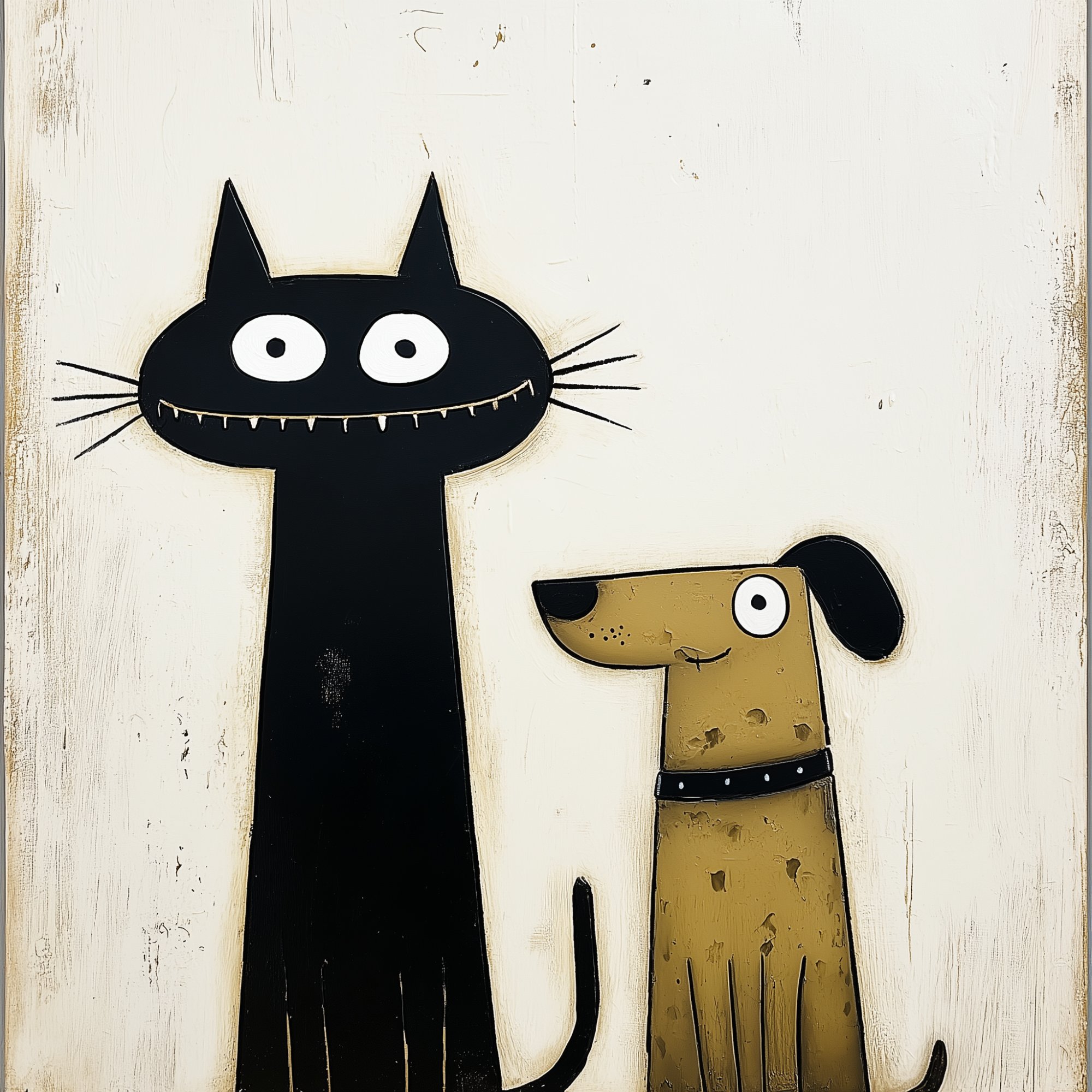 Poster med motivet Katt och Hund Vänskap