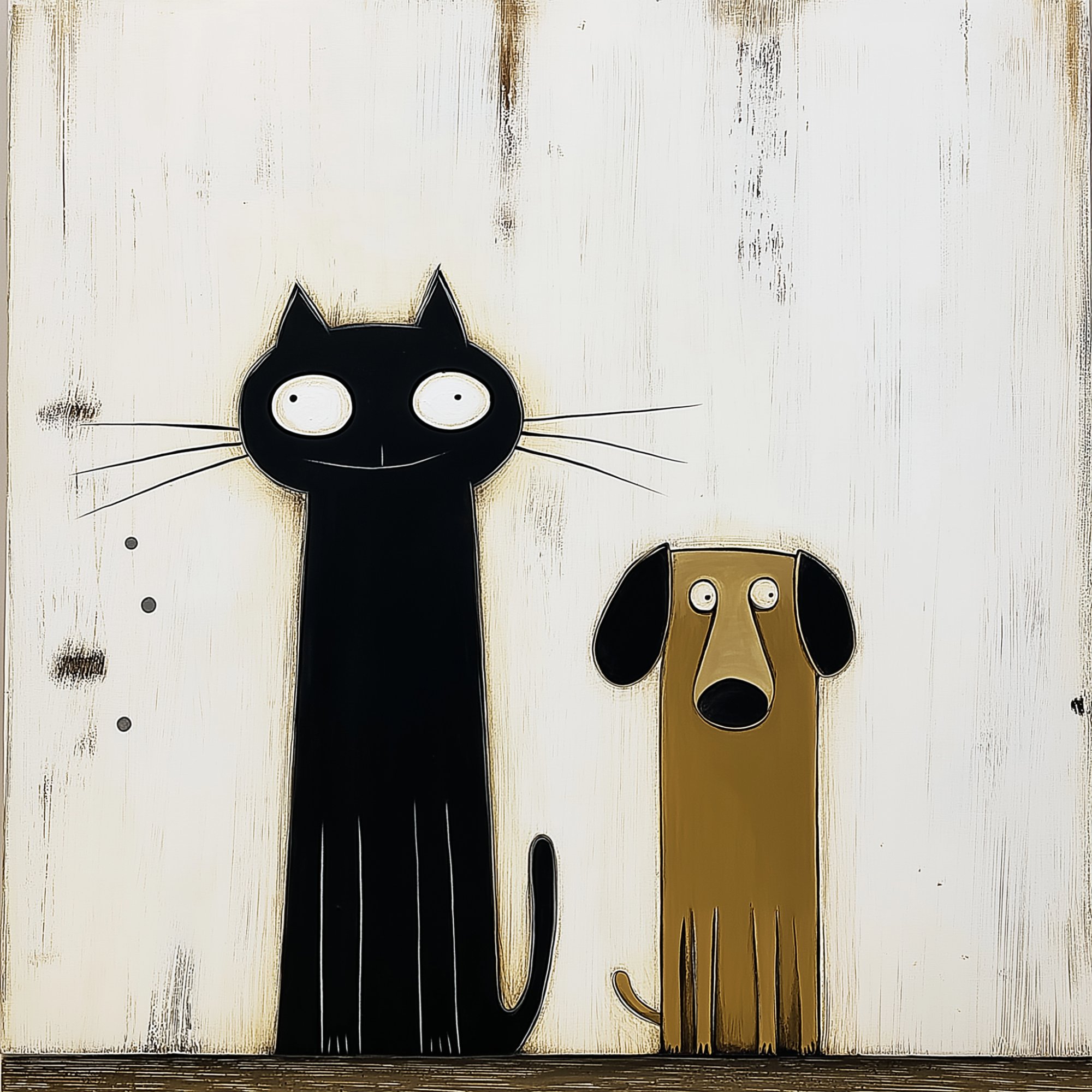Poster med motivet Katt och Hund Vänskap