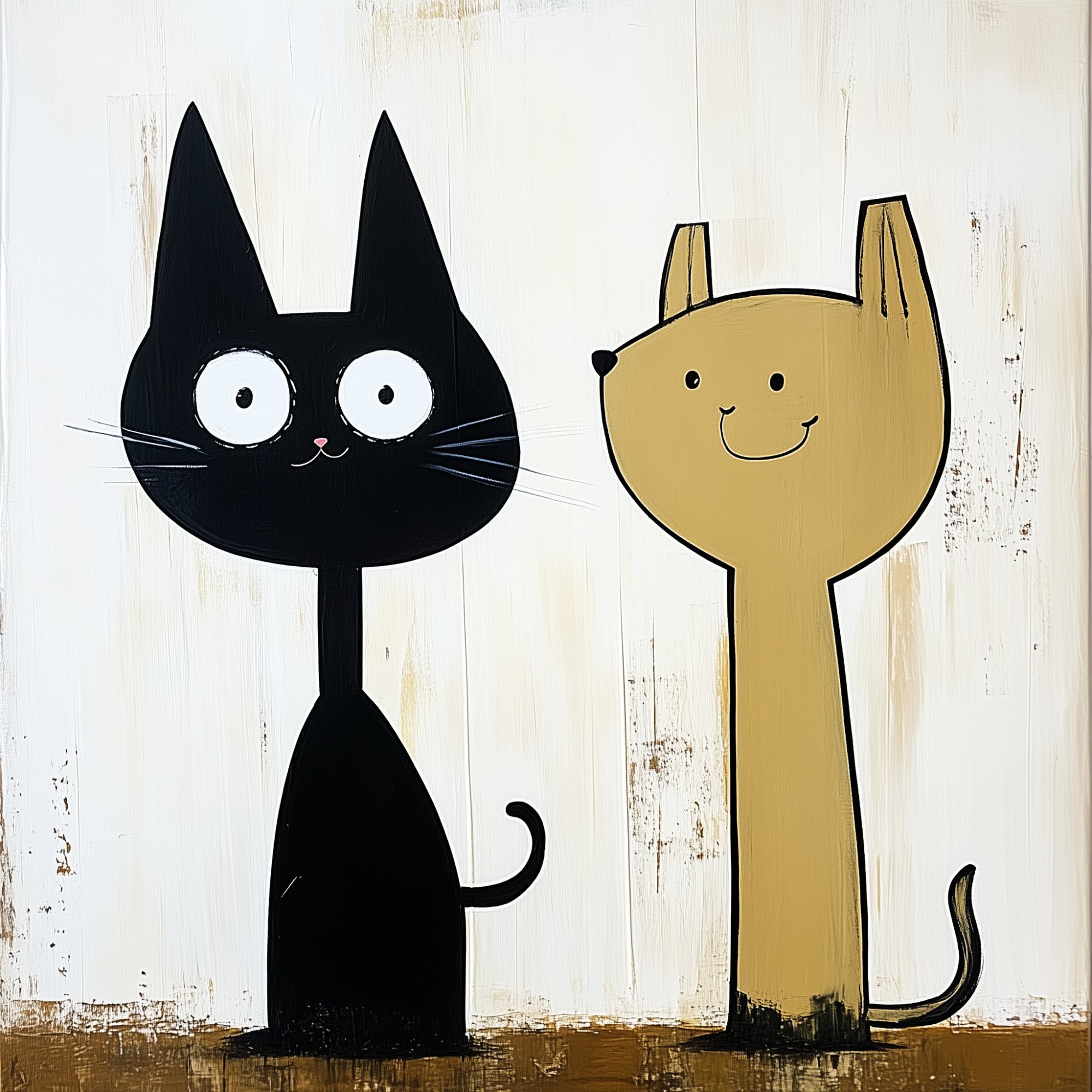 Poster med motivet Katt och Hund Vänskap