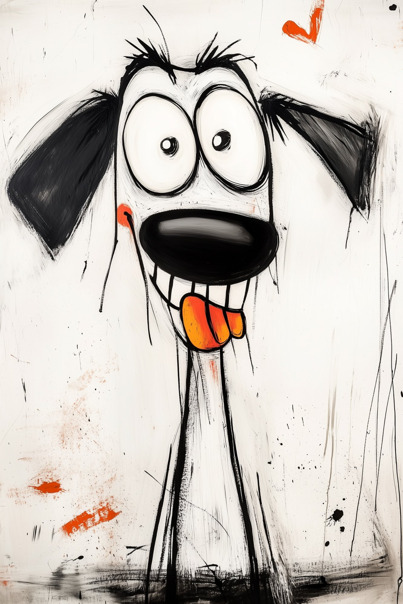 Poster med motivet Glad Hund i Abstrakt Stil