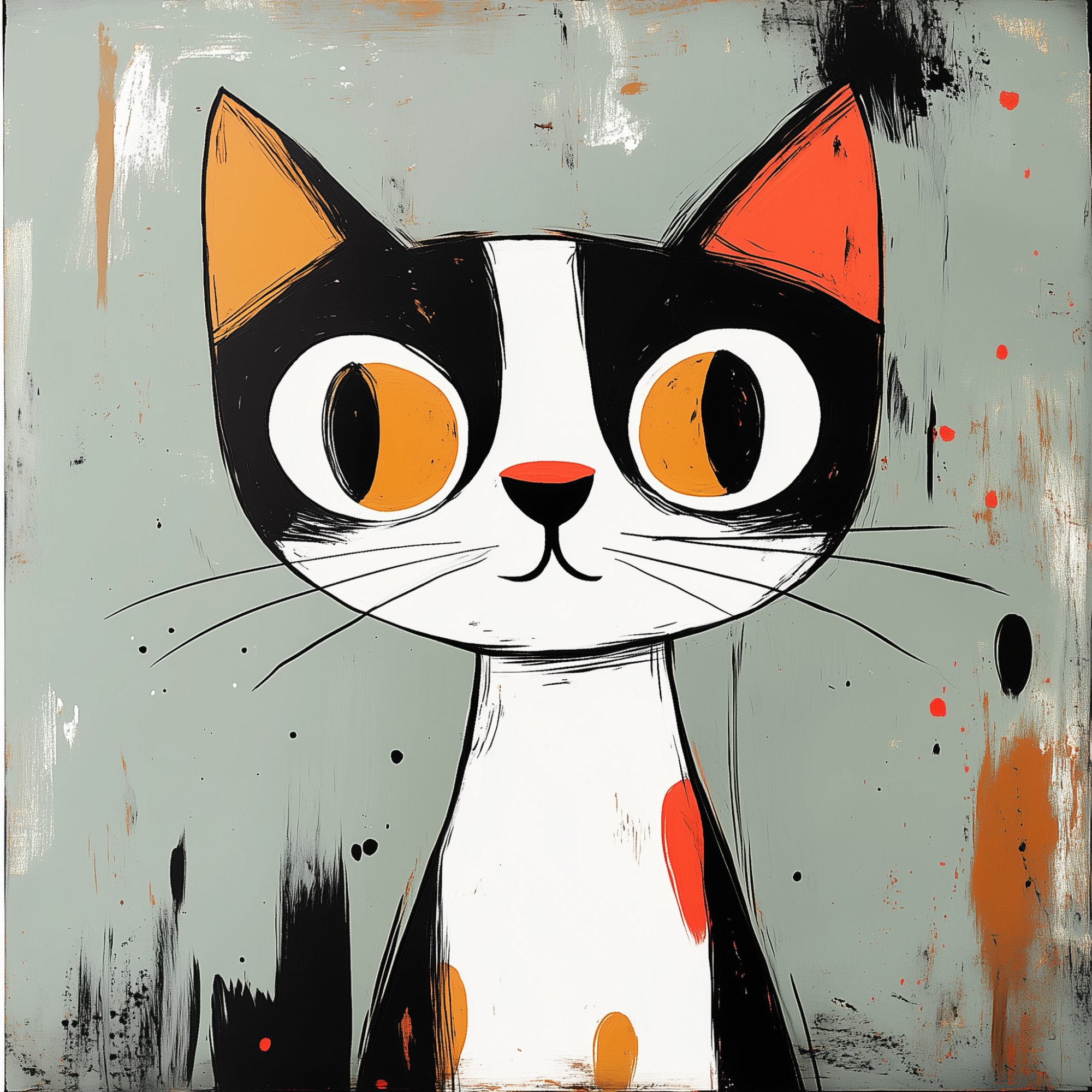 Poster med motivet Färgglad Kattkonst