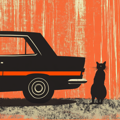 Retro Bil och Katt