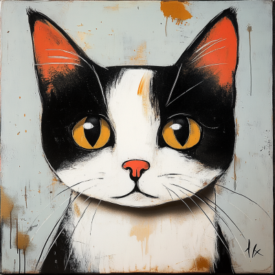 Svartvit kattporträtt