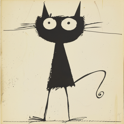 Svart katt med stora ögon