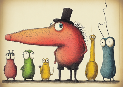 Färgglada Figurer i Rad