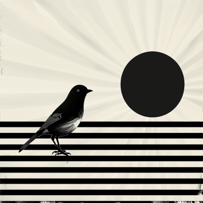 Fågelsilhuett i sol