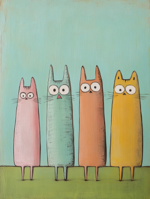 Färgglada Kattkompisar