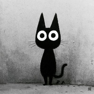 Mystisk Katt i Svart