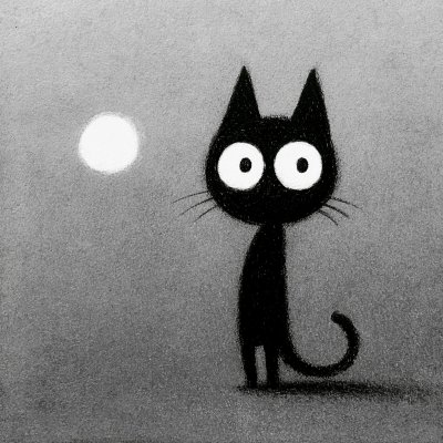 Mysterisk katt i månsken
