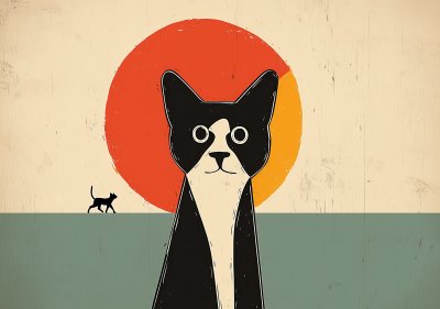 Katt i Solnedgång
