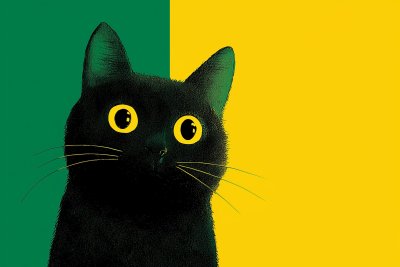 Svart katt med färgexplosion