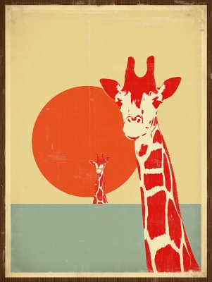 Stilren Giraff i Solnedgång