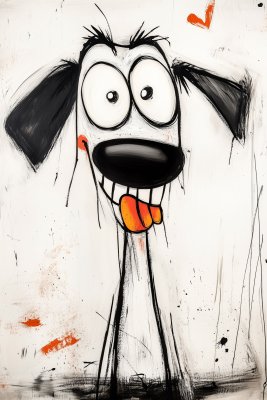 Glad Hund i Abstrakt Stil