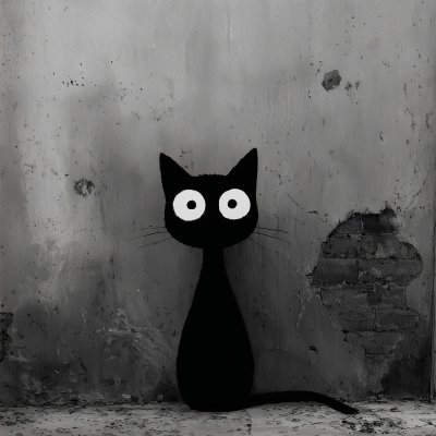 Svart katt i skuggan