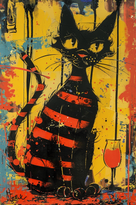 Katt i färgstarkt mönster